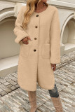 Front Open Pockets Fleece Coat