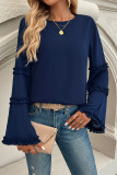 Solid Color Flare Sleeves Top