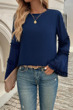 Solid Color Flare Sleeves Top