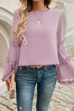 Solid Color Flare Sleeves Top