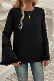 Solid Color Flare Sleeves Top