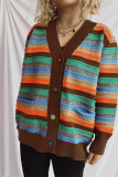 Colorful Stripes Front Open Cardigan