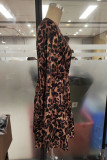 Brown Leopard Splicing Dress