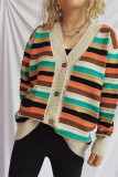 Colorful Stripes Front Open Cardigan