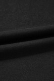 Black Exposed Seam Drop Shoulder Round Neck Sweatshirt with Slits