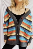 Colorful Stripes Front Open Cardigan