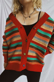 Colorful Stripes Front Open Cardigan