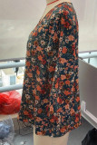 V Neck Puff Sleeves Floral Top
