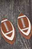 American Football Rugby Glitter PU Earrings