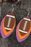 American Football Rugby Glitter PU Earrings