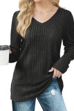 V Neck Ribbed Knitting Top