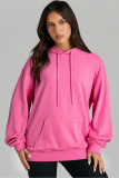 Bonbon Solid Kangaroo Pocket Drawstring Loose Fit Hoodie