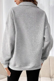 Solid Color Half Zipper Kangaroo Pockets Sweatshirt
