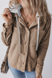 Hooded Ribbed Knitting Button Up Coat