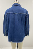 Distressed Raw Hem Denim Jacket