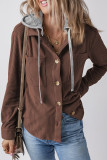 Hooded Ribbed Knitting Button Up Coat