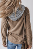 Hooded Ribbed Knitting Button Up Coat