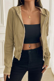 Hooded Drawstring Zipper Design Coat