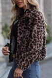 Brown Leopard FLeece Zipper Coat