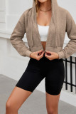 Hooded Zipper Solid Color Sweatshirt