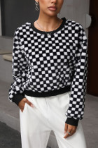 Plaid Checked Fleece Short Sweatshirt