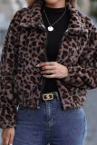 Brown Leopard FLeece Zipper Coat