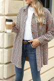 Front Open Houndstooth Long Coat