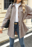 Front Open Houndstooth Long Coat