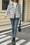 Plaid Pockets Button Up Coat