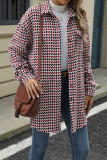 Front Open Houndstooth Long Coat