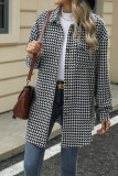 Front Open Houndstooth Long Coat