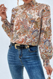 Paisley Print Puff Sleeves Top