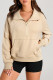 Parchment Quarter Zip Stand Neck Kangaroo Pocket Sweatshirt