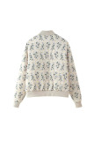 Floral Print Short Zipper Jacket