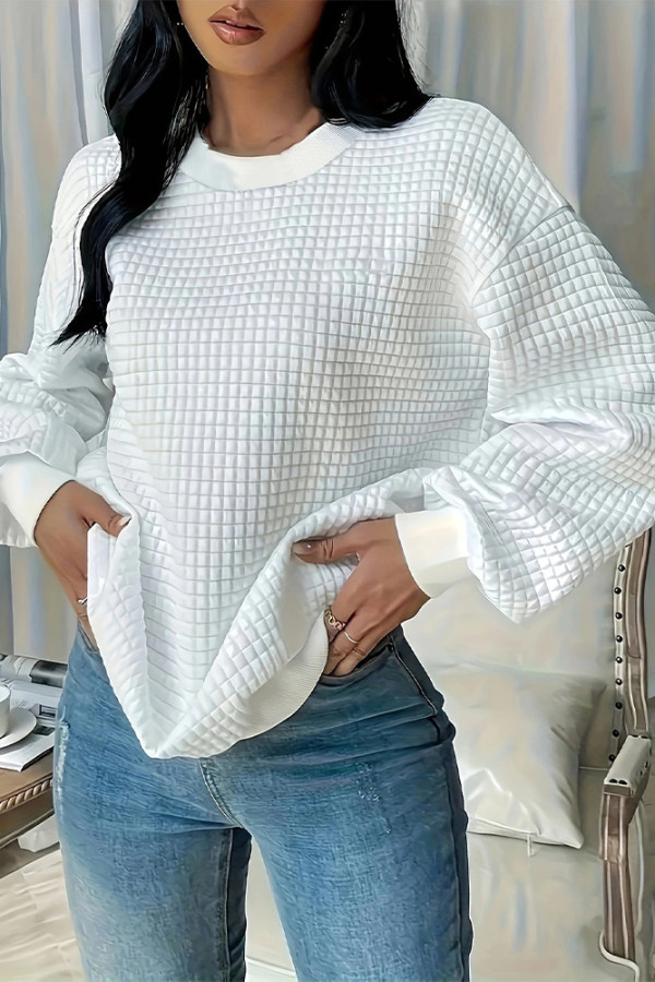 Solid Color Textured Sweatshirt