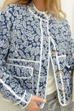 Blue Printed Cotton Padded Coat