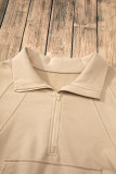 Parchment Quarter Zip Stand Neck Kangaroo Pocket Sweatshirt