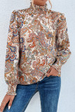 Paisley Print Puff Sleeves Top