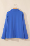 Dusk Blue Collar Tab Sleeve Zip Up Flap Detail Jacket