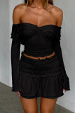 Off Shoulder Ruffle Smocked Top