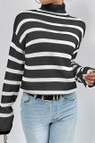 Stripes Knitting Turtleneck Sweater