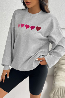 Heart Print Grey Sweatshirt