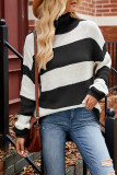 Turtleneck Colorblock Knitting Sweater