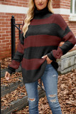 Turtleneck Colorblock Knitting Sweater