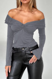 Off Shoulder Ruffle Smocked Top