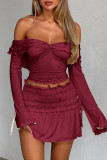 Off Shoulder Ruffle Smocked Top