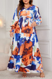 Tie Dye Plus Size V Neck Dress