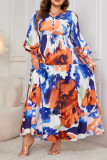 Tie Dye Plus Size V Neck Dress