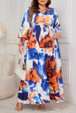 Tie Dye Plus Size V Neck Dress