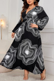 Black Plus Size Printed Dress